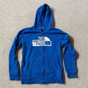 The North Face Royal Blue Kids' Full-Zip Hoodie with White Logo